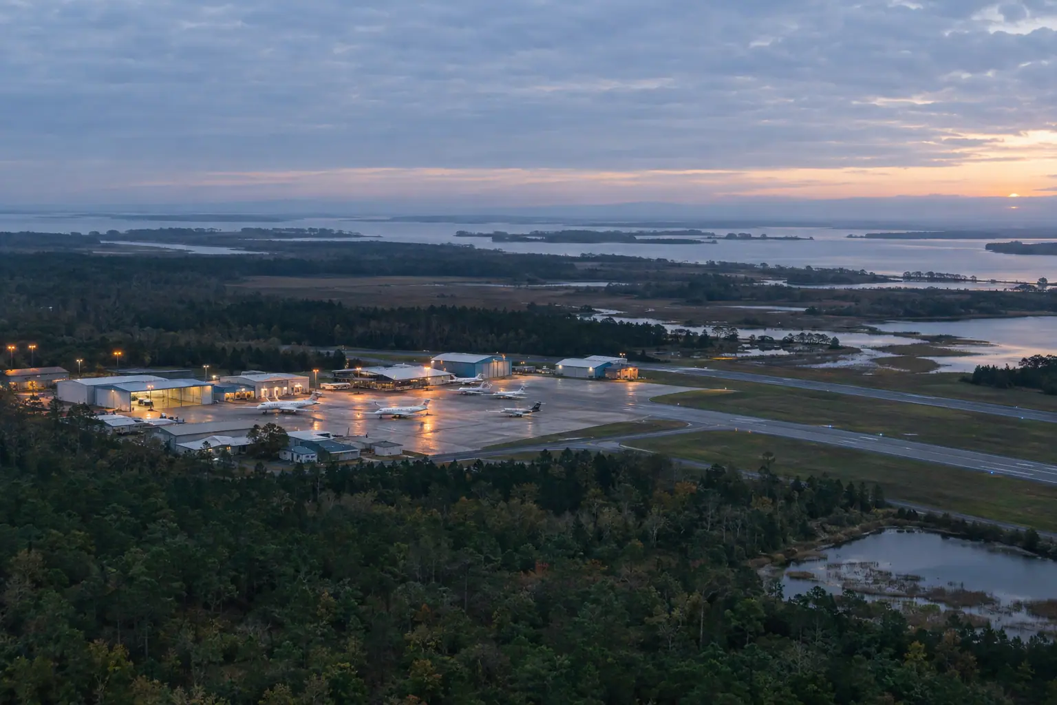 Private jets at Ellington Airport