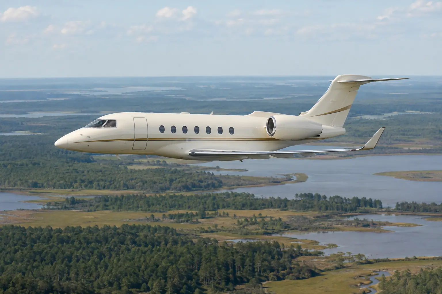 Super-midsize jet on the ramp